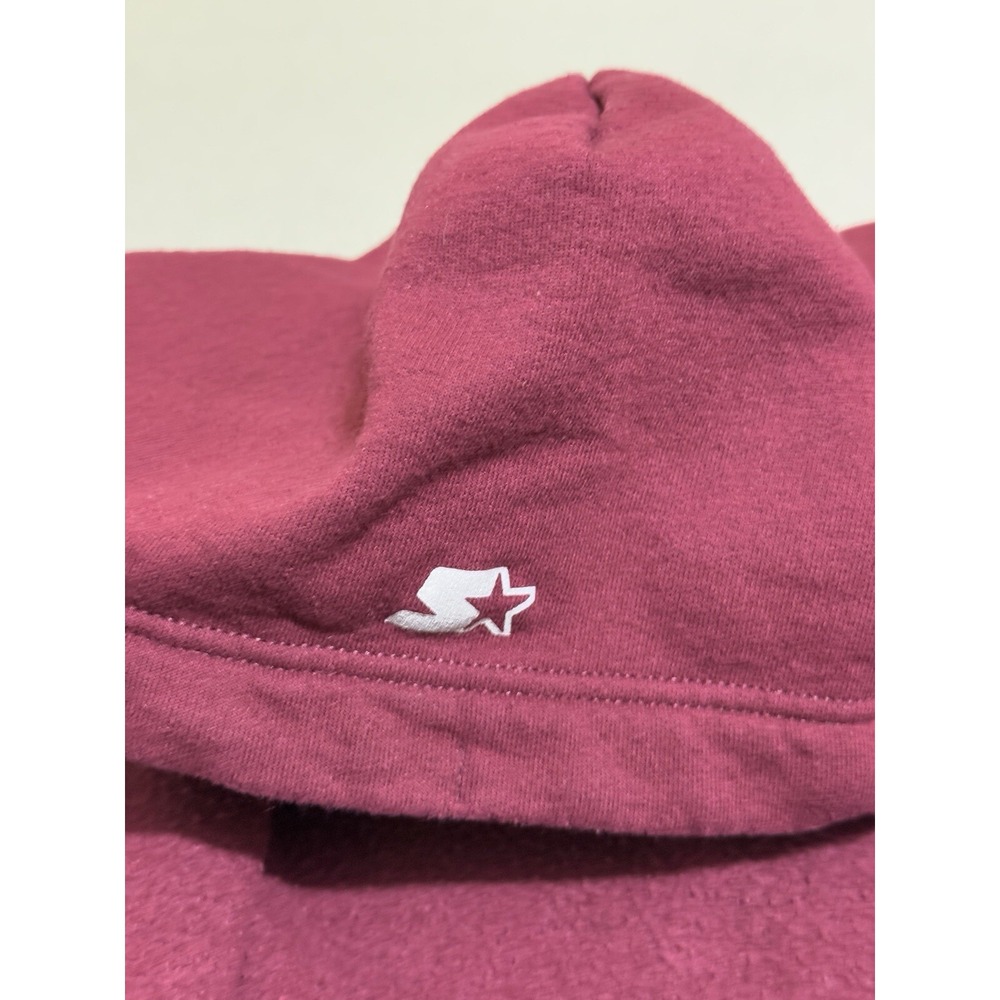 Vintage 90s Starter Mens XL Faded Heavyweight Blank Full Zip Hoodie Maroon WORN‎ - Picture 14 of 16